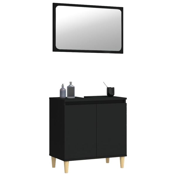 vidaXL 2 Piece Bathroom Furniture Set Black Engineered Wood