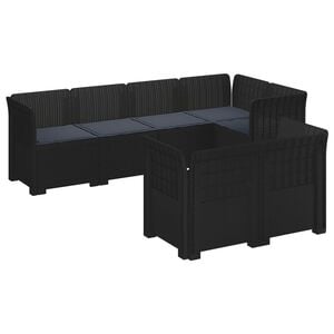 vidaXL 7-Seater Garden Sofa with Cushions Rattan Look PP Anthracite