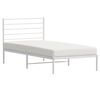vidaXL Metal Bed Frame without Mattress with Headboard White 107x203cm