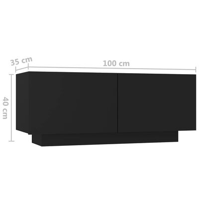 vidaXL Bedside Cabinet Black 100x35x40 cm Engineered Wood