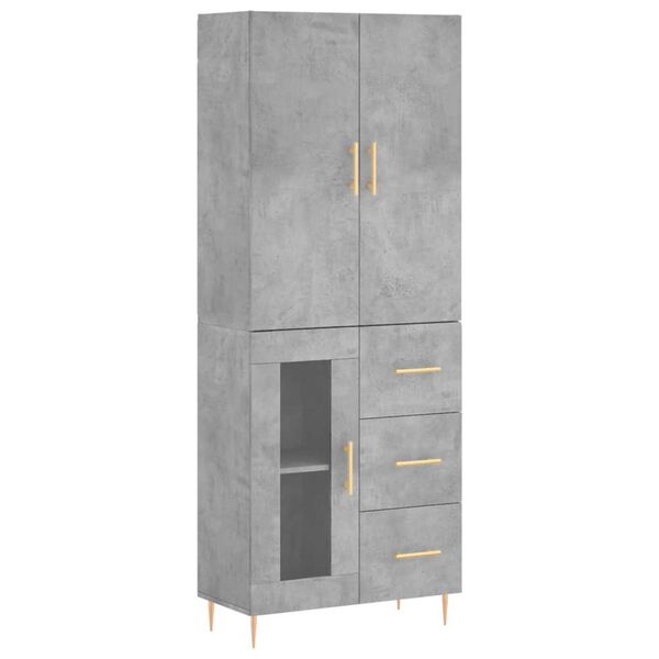vidaXL Highboard Concrete Grey 69.5x34x180 cm Engineered Wood
