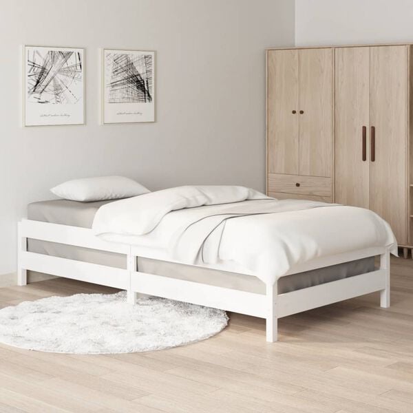 vidaXL Stack Bed without Mattress White 80x200 cm Solid Wood Pine