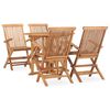 vidaXL Outdoor Dining Set | Natural Teak | 5 Piece | Folding | Round
