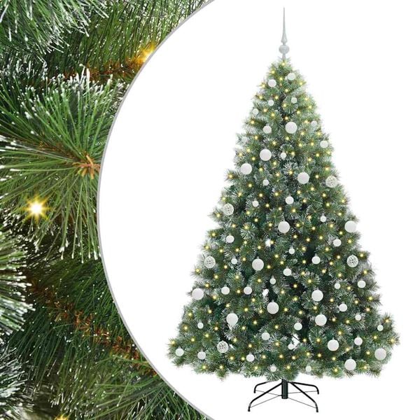 vidaXL Artificial Christmas Tree with 300 LEDs Green 180 cm PE and PVC