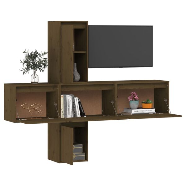 vidaXL TV Cabinets 5 pcs Honey Brown Solid Wood Pine