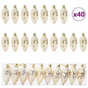 vidaXL Christmas Pine Cone Ball 40 pcs LEDs Gold 4 x 9 cm Plastic