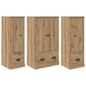 vidaXL Highboard with Drawer 3 pcs Artisan Oak Engineered Wood