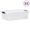 vidaXL Storage Boxes with Lids 5 pcs Transparent 7 L