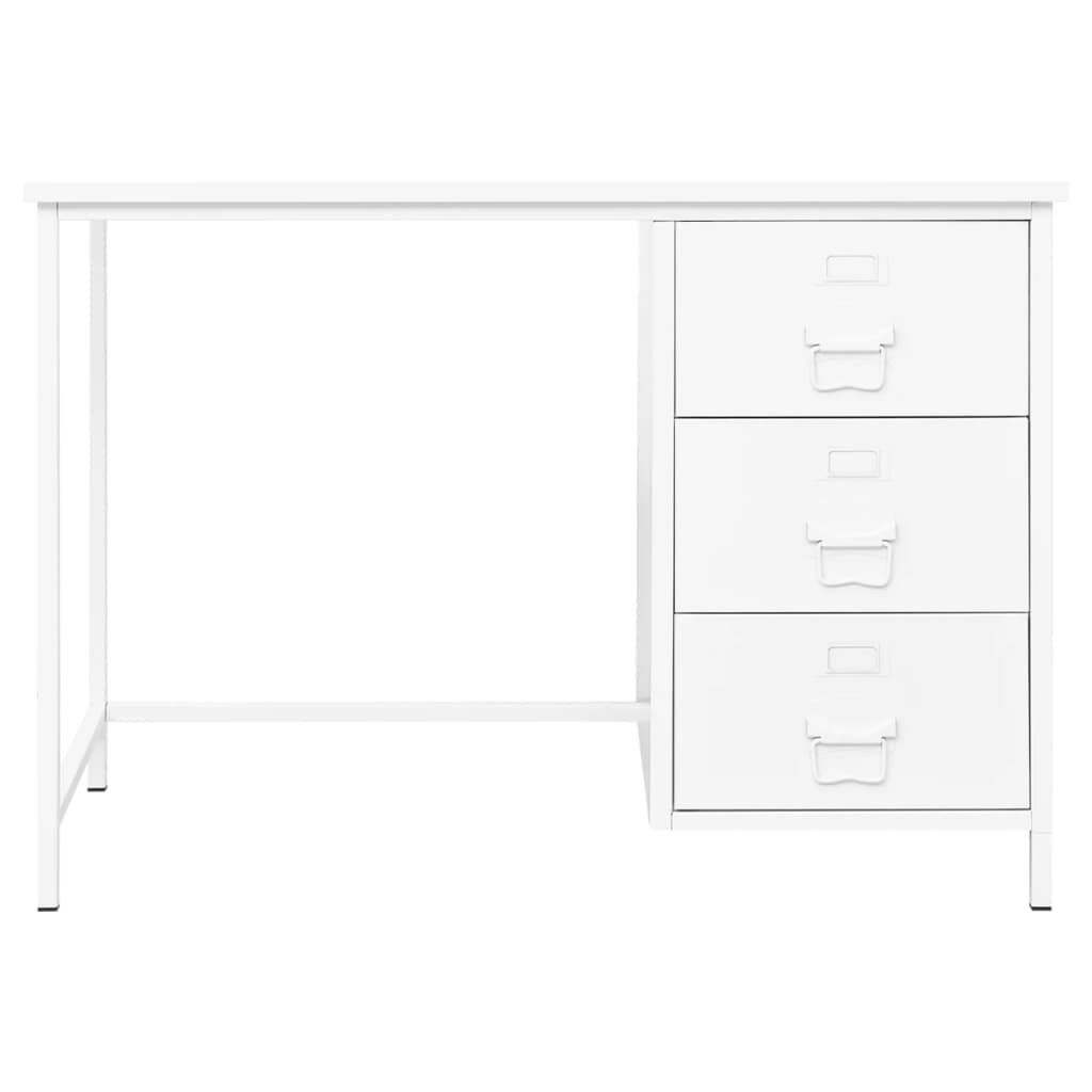 Small metal online desk with drawers