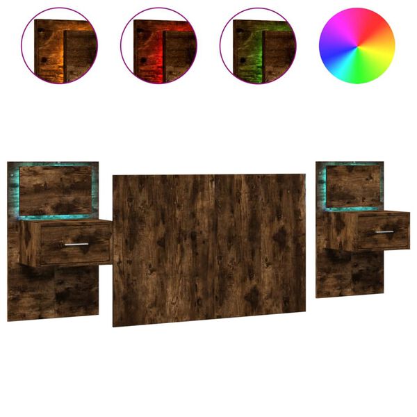 vidaXL Bed Headboard with Cabinets Smoked Oak 120 cm Engineered Wood