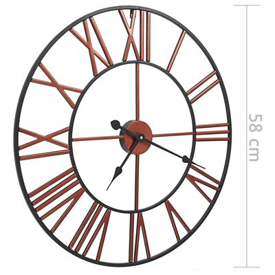 vidaXL Wall Clock Metal 58 cm Red