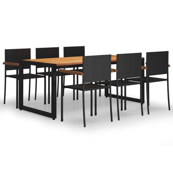 vidaXL 7 Piece Garden Dining Set Black