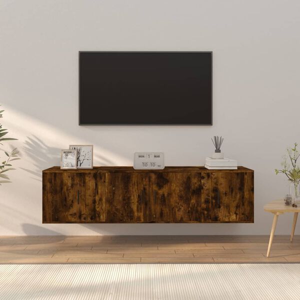 vidaXL 3 Piece TV Cabinet Set Smoked Oak Engineered Wood