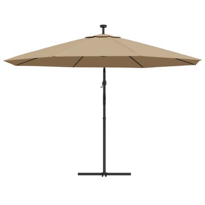 vidaXL Cantilever Umbrella with LED Lights and Metal Pole 350 cm Taupe