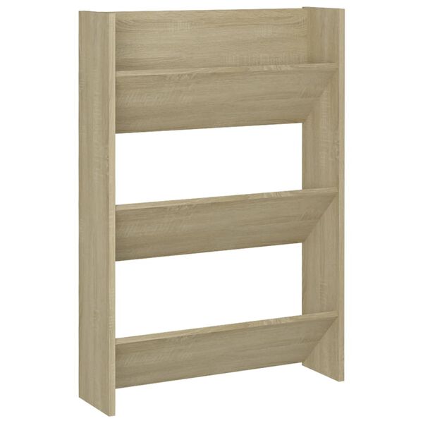 vidaXL Wall Shoe Cabinet Sonoma Oak 60x18x90 cm Engineered Wood