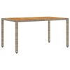 vidaXL Garden Table with Acacia Wood Top Grey 150x90x75 cm Poly Rattan