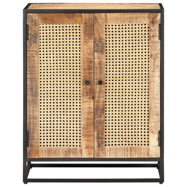 vidaXL Sideboard 60x35x75 cm Rough Mango Wood and Natural Cane