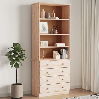 vidaXL Bookcase with Drawers ALTA 77x35x186.5 cm Solid Wood Pine