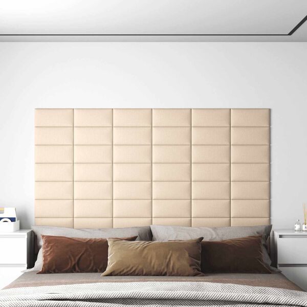 vidaXL Wall Headboard 12 pcs Cream 30 x 15 cm Fabric
