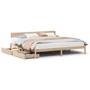 vidaXL Bed Frame without Mattress 180x200 cm Super King Solid Wood Pine