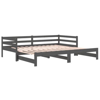 vidaXL Pull-out Day Bed Grey 2x(90x190) cm Solid Wood Pine