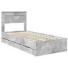 vidaXL Bed Frame with Drawer Concrete Grey 100 x 200 cm Engineer Wood