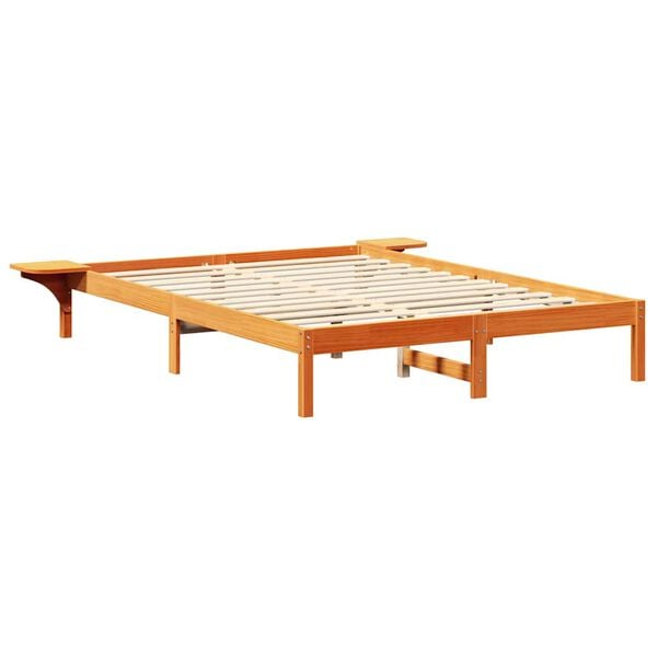 vidaXL Bed Frame Wax Brown 150 x 200 cm Solid Pine Wood