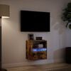 vidaXL TV Wall Cabinet with LED Lights Smoked Oak 41x31x45 cm