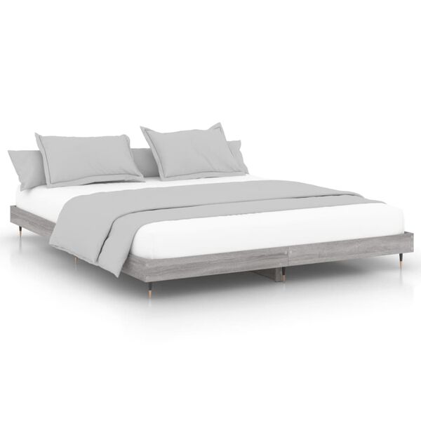 vidaXL Bed Frame without Mattress Grey Sonoma 200x200 cm Engineered Wood