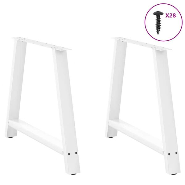 vidaXL Dining Table Legs A-Shaped 2 pcs White 100x(72-73) cm Steel