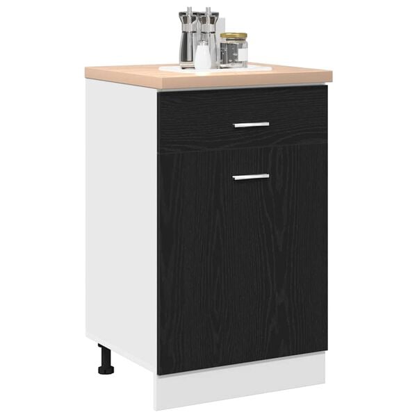 vidaXL Drawer Cabinet Riga Black oak 50 x 46 x 81.5 cm Engineered Wood