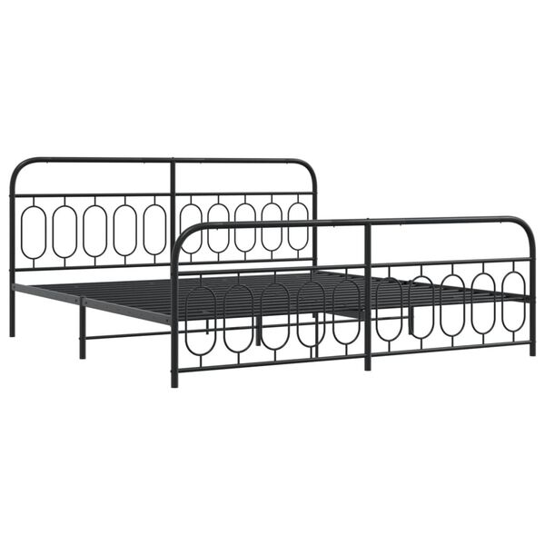 vidaXL Metal Bed Frame without Mattress with Footboard Black 200x200cm