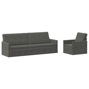 vidaXL Sofa Set 2 pcs Dark Grey Corduroy Fabric
