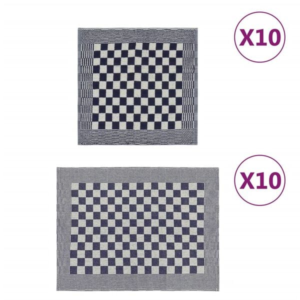 vidaXL 20 Piece Towel Set Blue and White Cotton