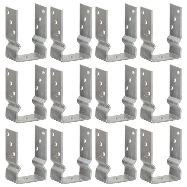 vidaXL Fence Anchors 12 pcs Silver 9x6x15 cm Galvanised Steel