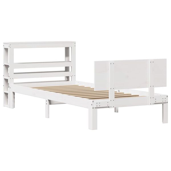 vidaXL Bed Frame with Headboard without Mattress White 90x200 cm