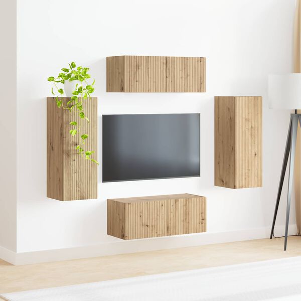 vidaXL TV Wall Cabinet Set 4 pcs Artisan Oak Engineered Wood