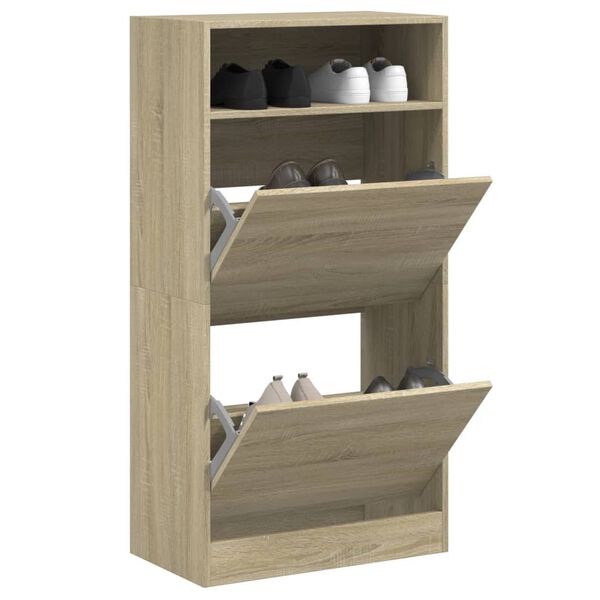 vidaXL Shoe Cabinet Sonoma Oak 60x34x116 cm Engineered Wood