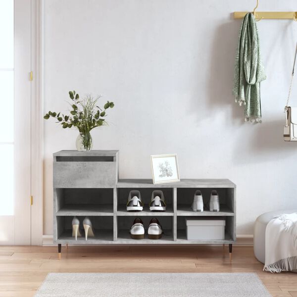 vidaXL Shoe Cabinet Concrete Grey 102x36x60 cm Engineered Wood