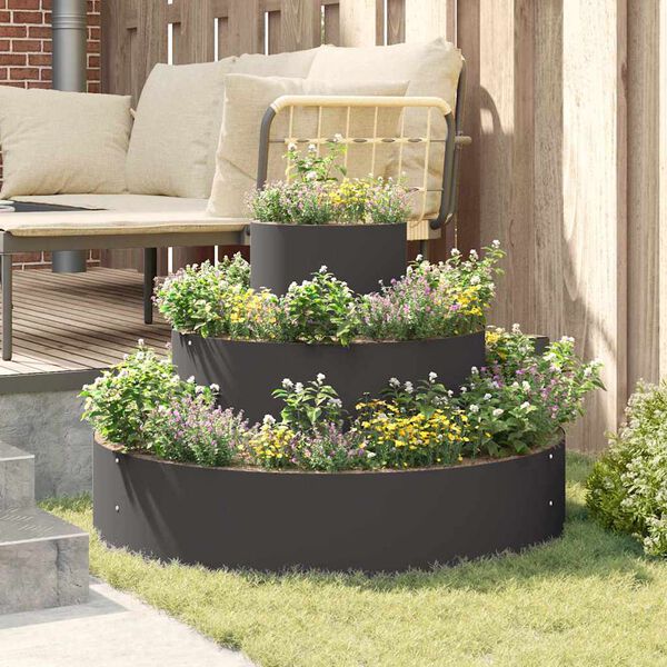 vidaXL Garden Planter Black 90 x 90 x 20 cm Cold-rolled Steel
