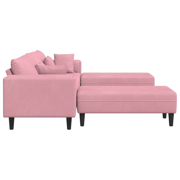 vidaXL Sofa with Cushion 3 pcs Pink Velvet
