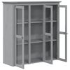 vidaXL Cabinet with Glass Doors BODO Grey Solid Wood Pine