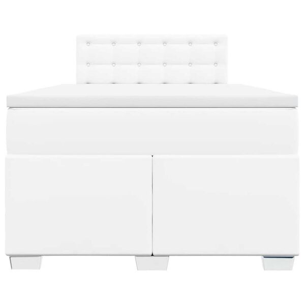 vidaXL Box Spring Bed with Mattress White 120x190 cm Faux Leather