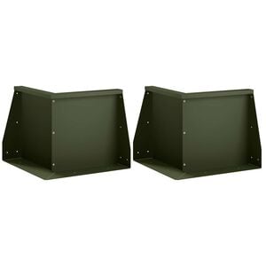 vidaXL Retaining Wall 2 pcs 50 x 50 x 30 cm Steel Olive Green