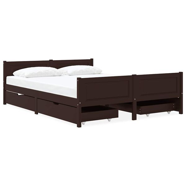 vidaXL Bed Frame without Mattress Dark Brown 140x200 cm Solid Wood