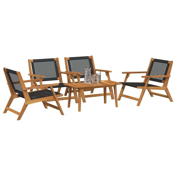vidaXL Garden Chairs with Table 5 pcs Black 90 x 45 x 40 cm