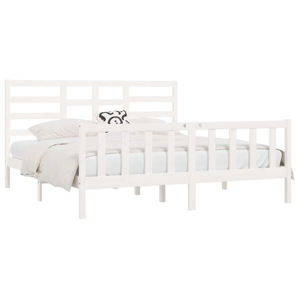 vidaXL Bed Frame without Mattress White 180x200 cm Super King Solid Wood