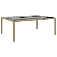 vidaXL Garden Table 200x150x75 cm Tempered Glass and Poly Rattan Beige