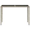 vidaXL Garden Table with Glass Top Light Grey 115x54x74 cm Poly Rattan