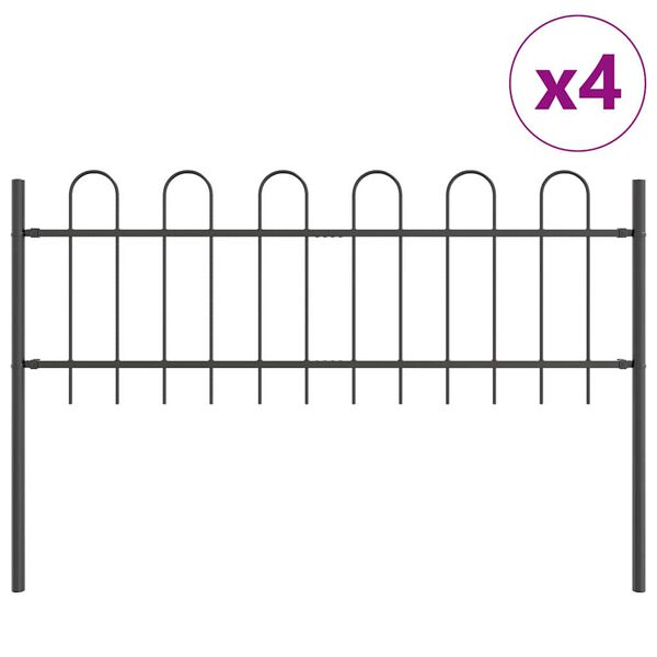 vidaXL Garden Fence 4 pcs Grey 6.8 x 0.6 m Powder-coated Steel